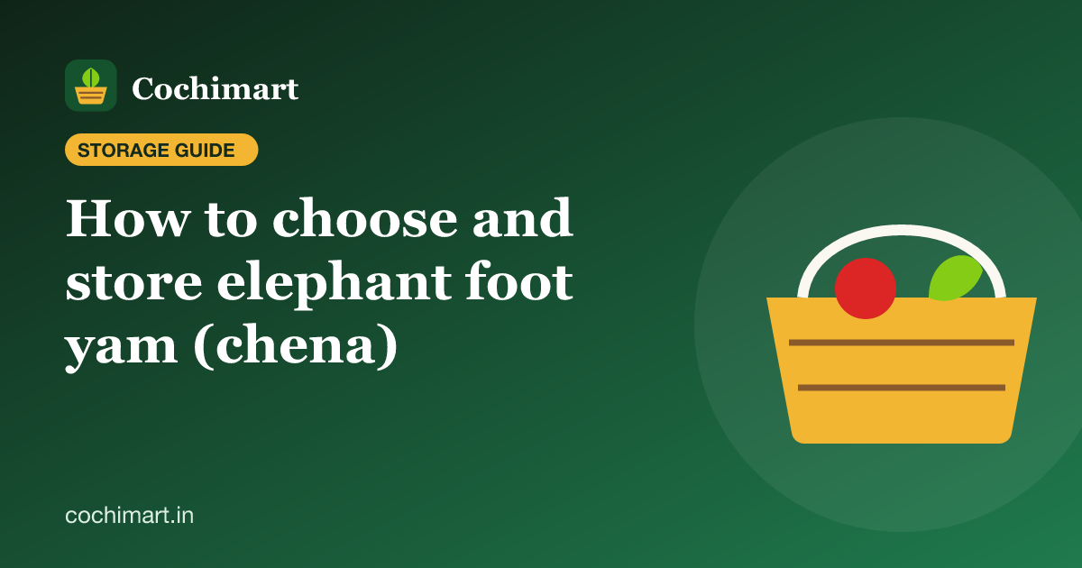 Illustration of a basket of roots for a guide to choosing and storing elephant foot yam (chena)